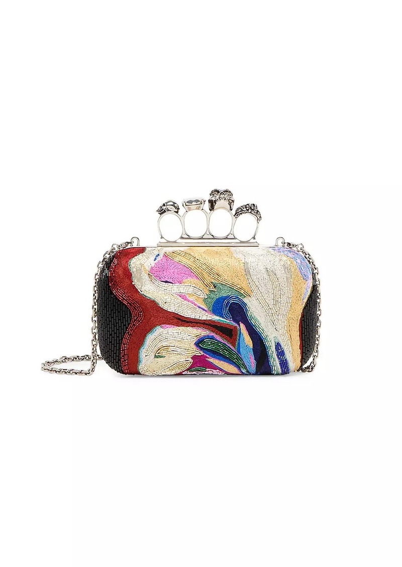 Alexander McQueen Embellished Skull Four-Ring Clutch