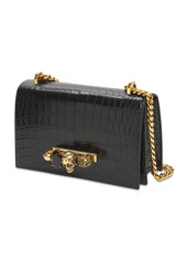 Alexander McQueen Embossed Leather Jeweled Shoulder Bag