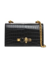 Alexander McQueen Embossed Leather Jeweled Shoulder Bag