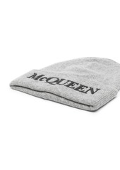 Alexander McQueen embroidered-logo ribbed beanie