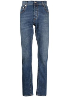 Alexander McQueen embroidered-logo slim-fit jeans