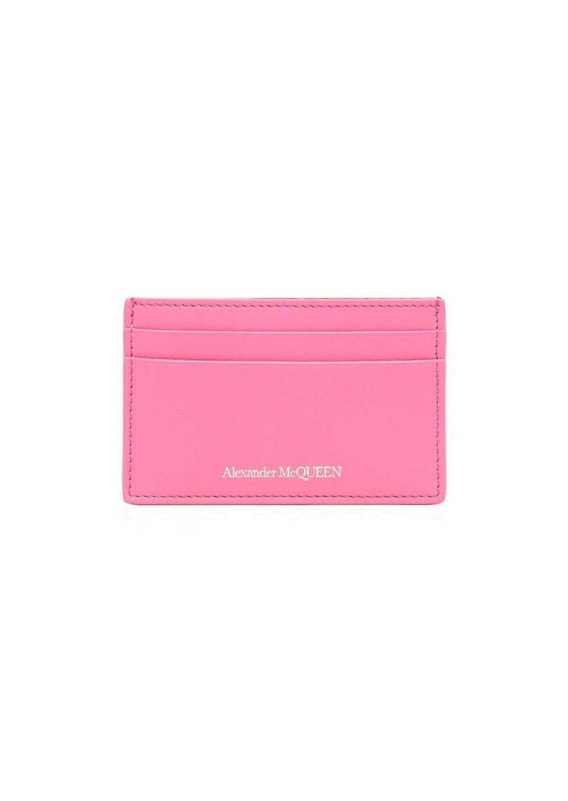 Alexander McQueen engraved-logo leather cardholder