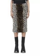 Alexander McQueen Faux Fur Leopard Midi-Skirt