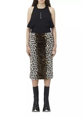 Alexander McQueen Faux Fur Leopard Midi-Skirt