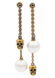 Alexander McQueen Faux pearl and skull earrings