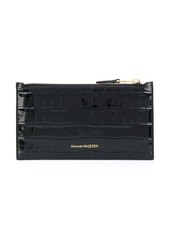 Alexander McQueen flat zip crocodile-effect wallet