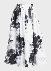 Alexander McQueen Floral-Print Midi Circle Skirt