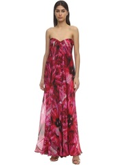Alexander McQueen Flower Print Corset Long Dress