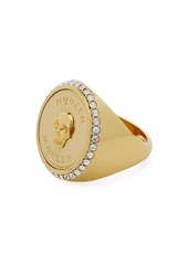 Alexander McQueen Goldtone & Crystal Skull Signet Ring