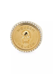 Alexander McQueen Goldtone & Crystal Skull Signet Ring