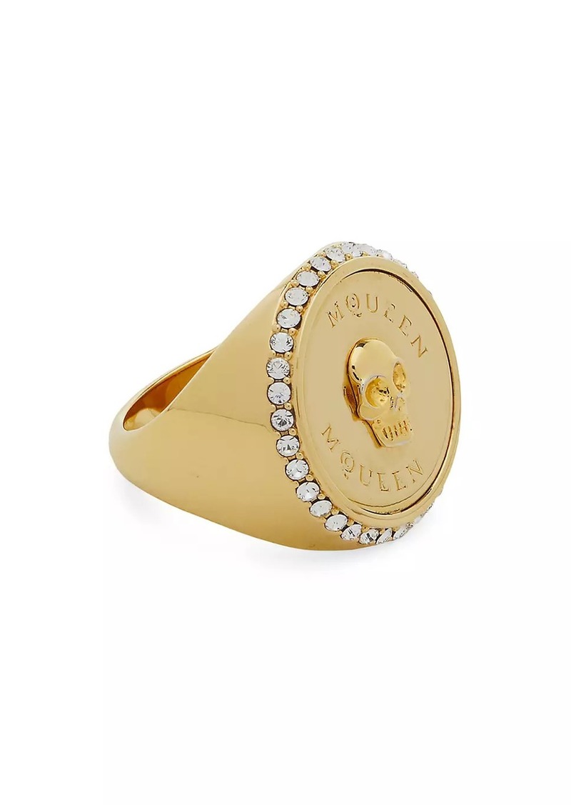 Alexander McQueen Goldtone & Crystal Skull Signet Ring