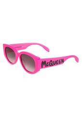 Alexander McQueen Graffiti 54MM Rectangular Acetate Sunglasses