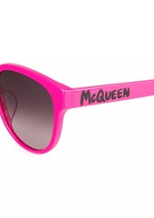 Alexander McQueen Graffiti 56MM Round Acetate Sunglasses