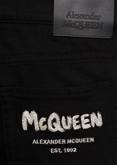 Alexander McQueen Graffiti Cotton Denim Slim Fit Jeans