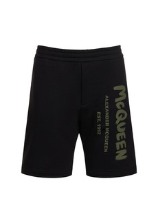 Alexander McQueen Graffiti Logo Cotton Sweat Shorts