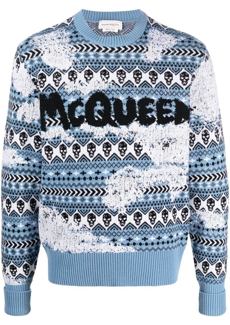 Alexander McQueen graffiti-logo Fair Isle knit jumper