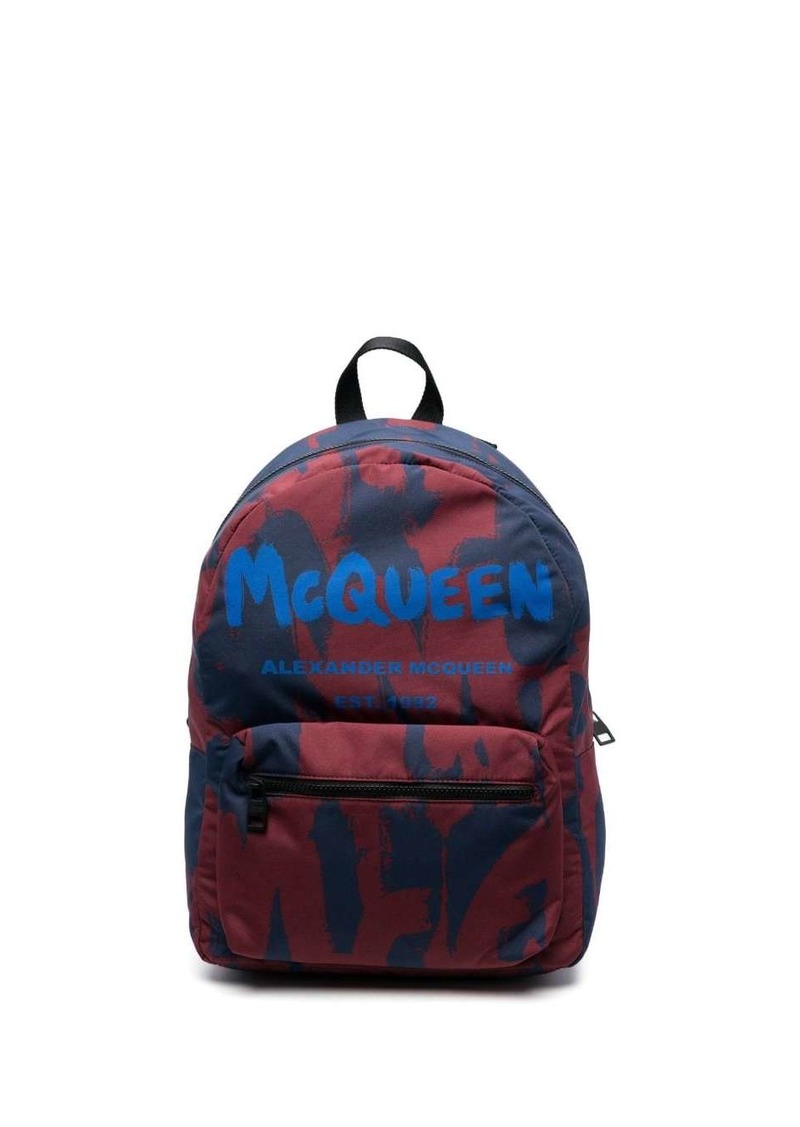 Alexander McQueen graffiti logo-print backpack