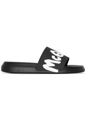 Alexander McQueen graffiti-logo slip-on slides