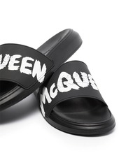 Alexander McQueen graffiti-logo slip-on slides