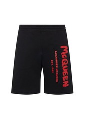 Alexander McQueen Graffiti Print Cotton Shorts