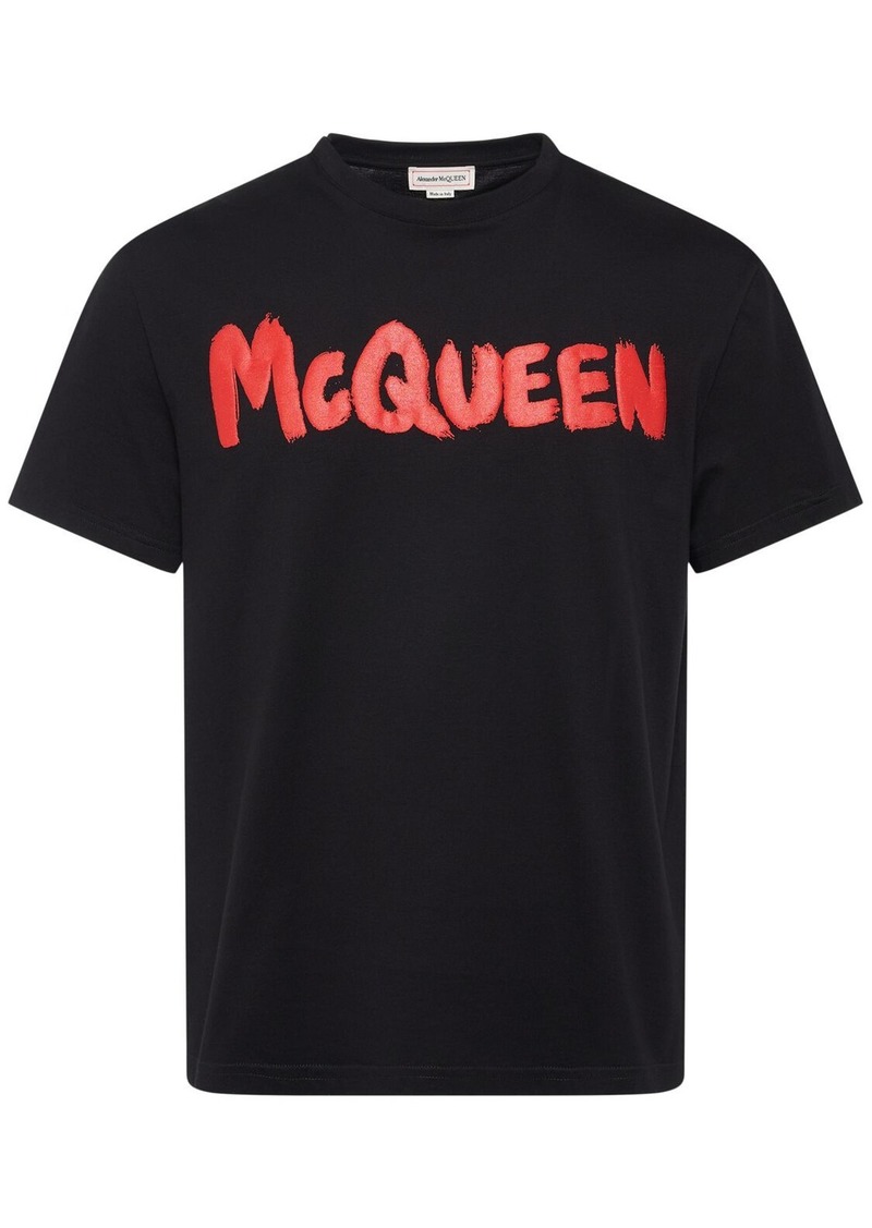 Alexander McQueen Graffiti Print Cotton T-shirt