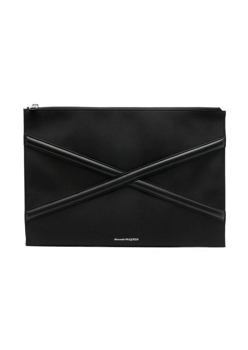 Alexander McQueen Harness logo-print clutch bag