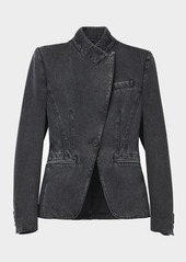 Alexander McQueen High-Neck Wrap Denim Jacket