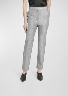 Alexander McQueen High Waisted Cropped Metallic Trousers