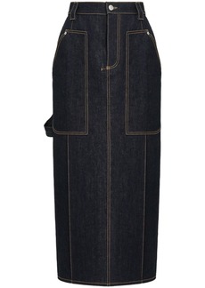 Alexander McQueen high-waisted denim midi skirt