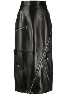 Alexander McQueen high-waisted polished-finish skirt