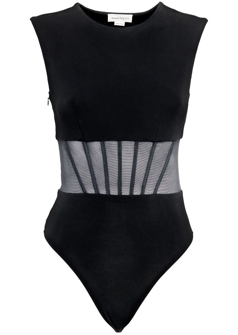 Alexander McQueen hybrid sheer-panel bodysuit