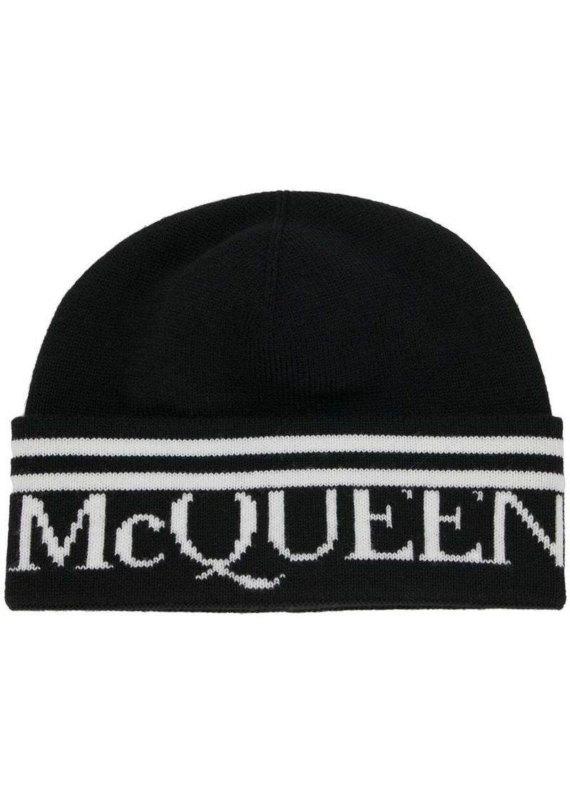 Alexander McQueen intarsia-logo knitted beanie