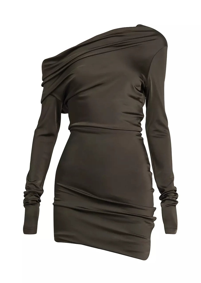 Alexander McQueen Jersey Asymmetric Long-Sleeve Minidress