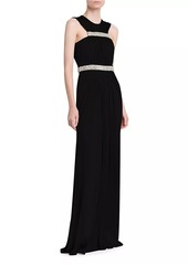 Alexander McQueen Jersey Crystal-Embellished Sleeveless Gown