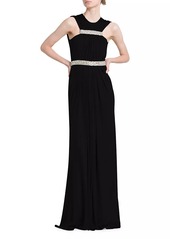 Alexander McQueen Jersey Crystal-Embellished Sleeveless Gown