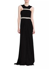 Alexander McQueen Jersey Crystal-Embellished Sleeveless Gown