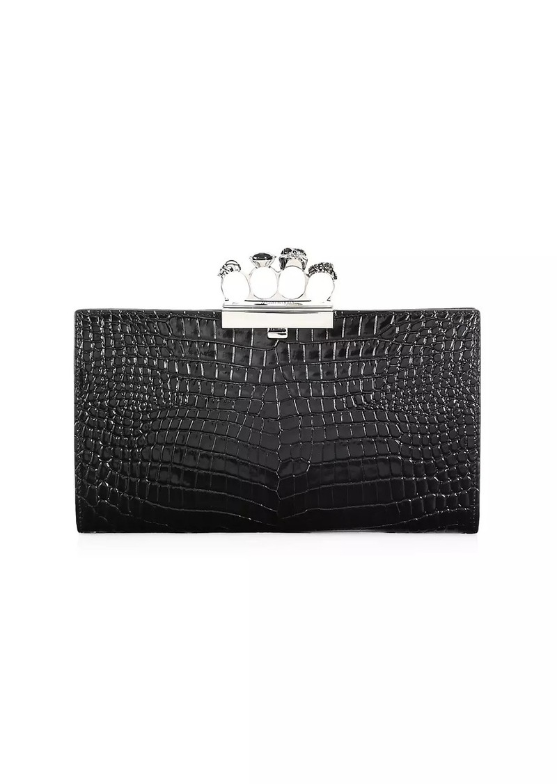 Alexander McQueen Jewelled Flat Pouch In Leather