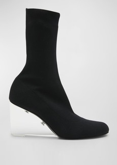 Alexander McQueen Knit Clear-Wedge Sock Booties