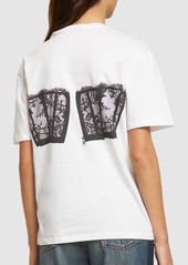 Alexander McQueen Lace Bustier Cotton Jersey T-shirt