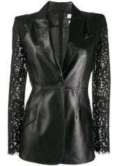 Alexander McQueen lace sleeve leather jacket