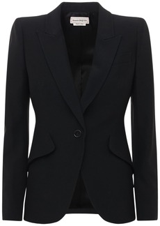 Alexander McQueen Leaf Crepe Single Breasted Fitted Jacket