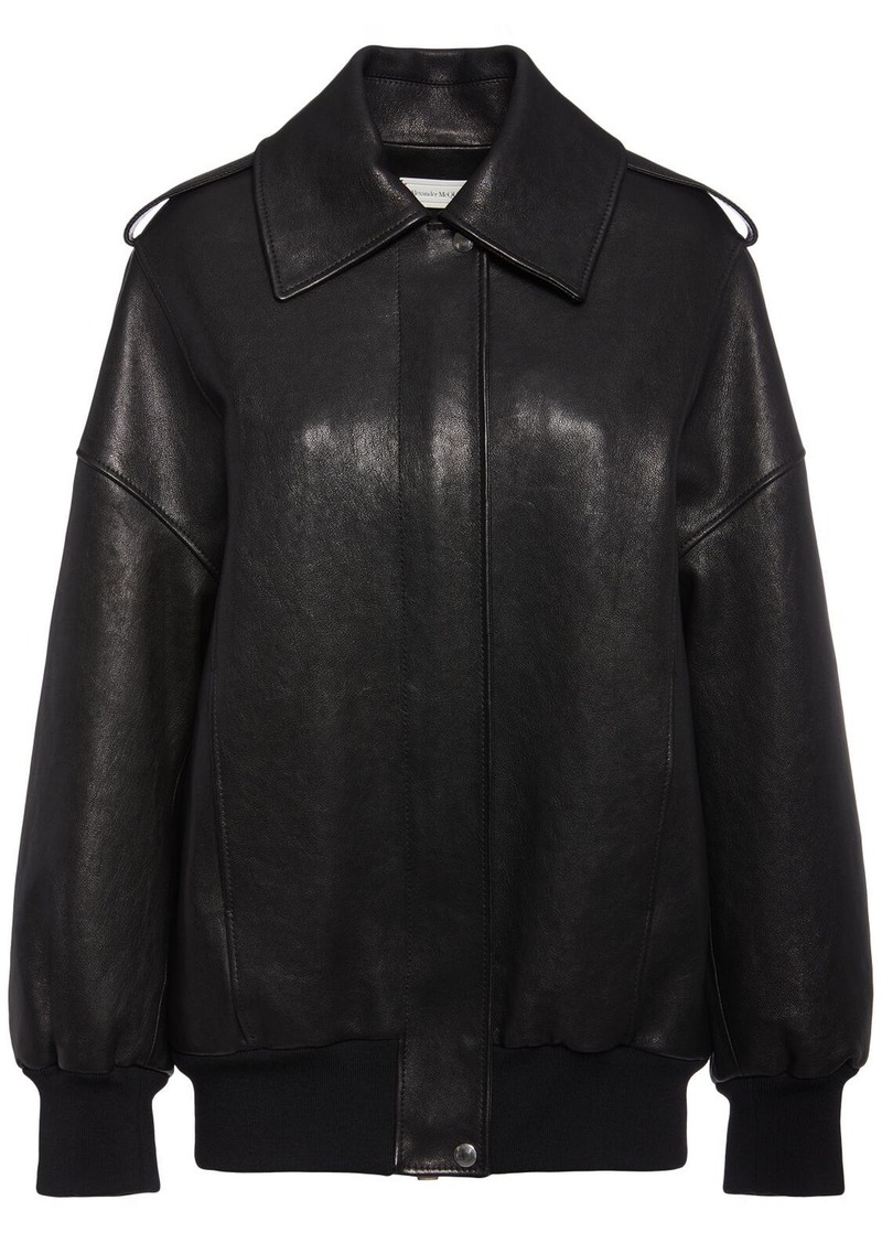 Alexander McQueen Leather Bomber Jacket