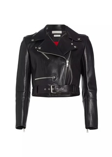 Alexander McQueen Leather Crop Biker Jacket