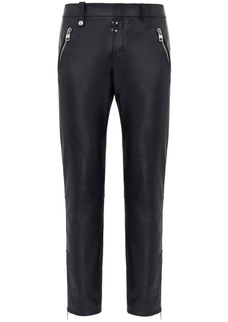 Alexander McQueen leather cropped slim-fit trousers