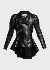 Alexander McQueen Leather Fit & Flare Biker Jacket