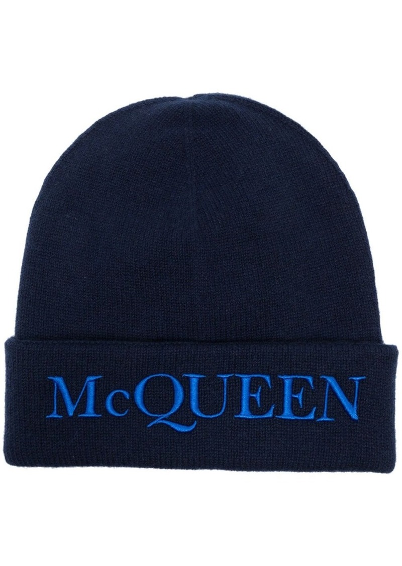 Alexander McQueen logo-embroidered cashmere beanie