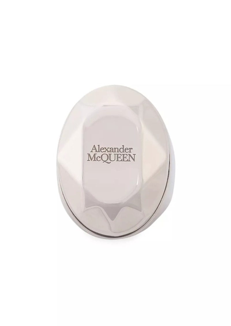 Alexander McQueen Logo Faceted Stone Ring