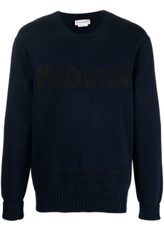 Alexander McQueen logo-intarsia crew neck jumper