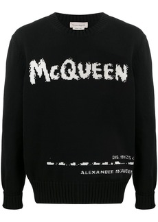 Alexander McQueen logo-intarsia crew-neck jumper