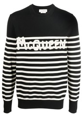 Alexander McQueen logo-knit striped cotton jumper